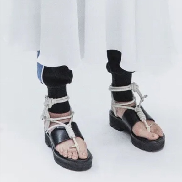 3.1 Phillip Lim Strappy Lugsole Sandal - Black & White - Picture 2 of 10